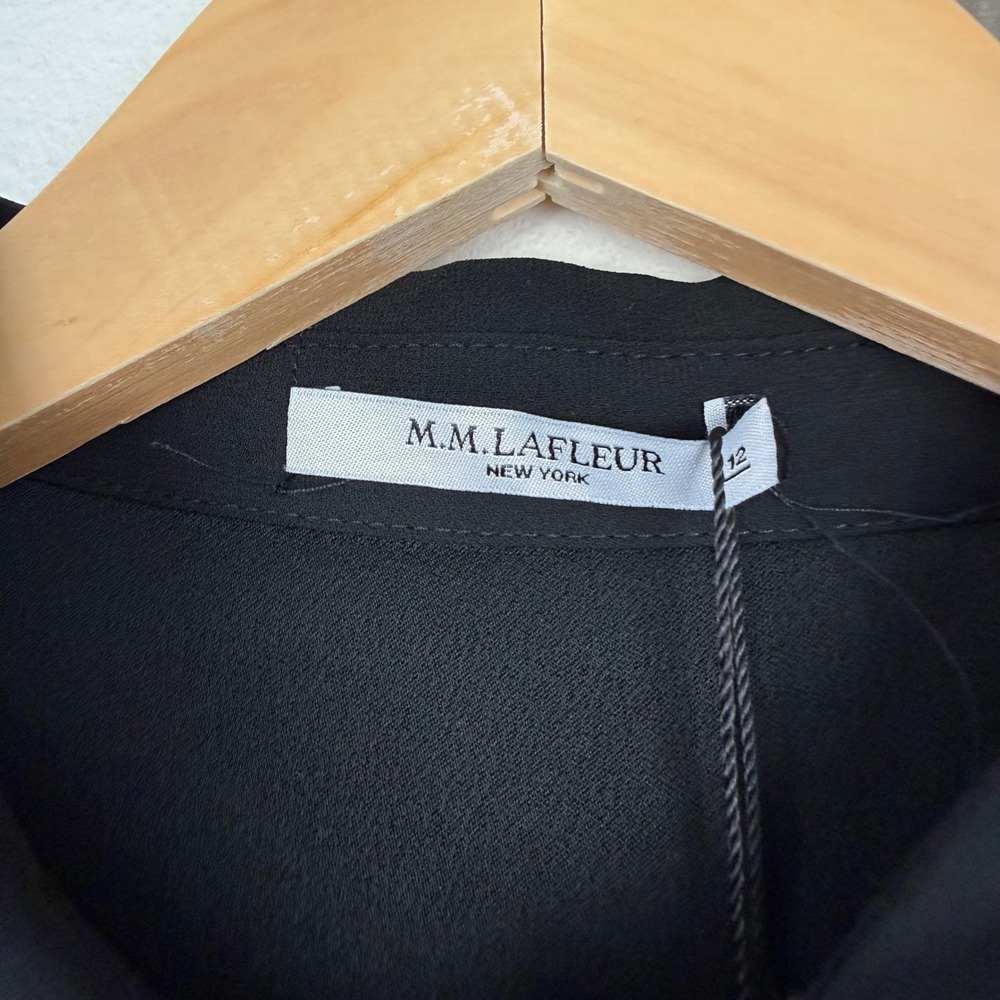 NEW MM Lafleur Black The Lagarde 3.0 Shirt Blouse Crepe Minimalist Size 12 - Picture 13 of 15